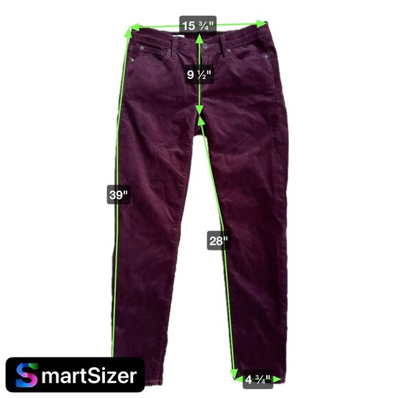Gap Corduroy Pants‎ Womens 28 Burgundy Legging Jeans 1969 Skinny Slim Stretch - Picture 2 of 6